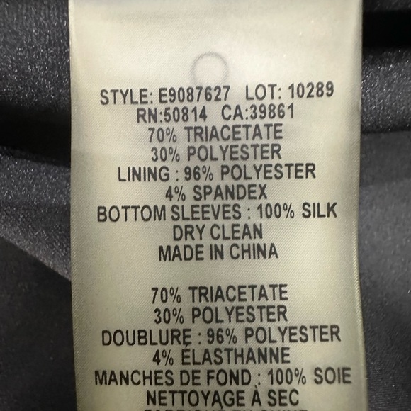 NWT Elie Tahari 3/4 Frayed Silk Sleeve Chain-Trim Sheath Esmarella Dress Blk 14 - Picture 8 of 8